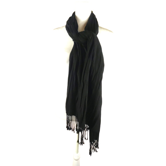 Rectangle Black Scarf 70" X 36" Fringe Elegance Church - Picture 6 of 6